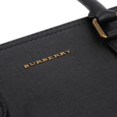 Leather and House Check Satchel