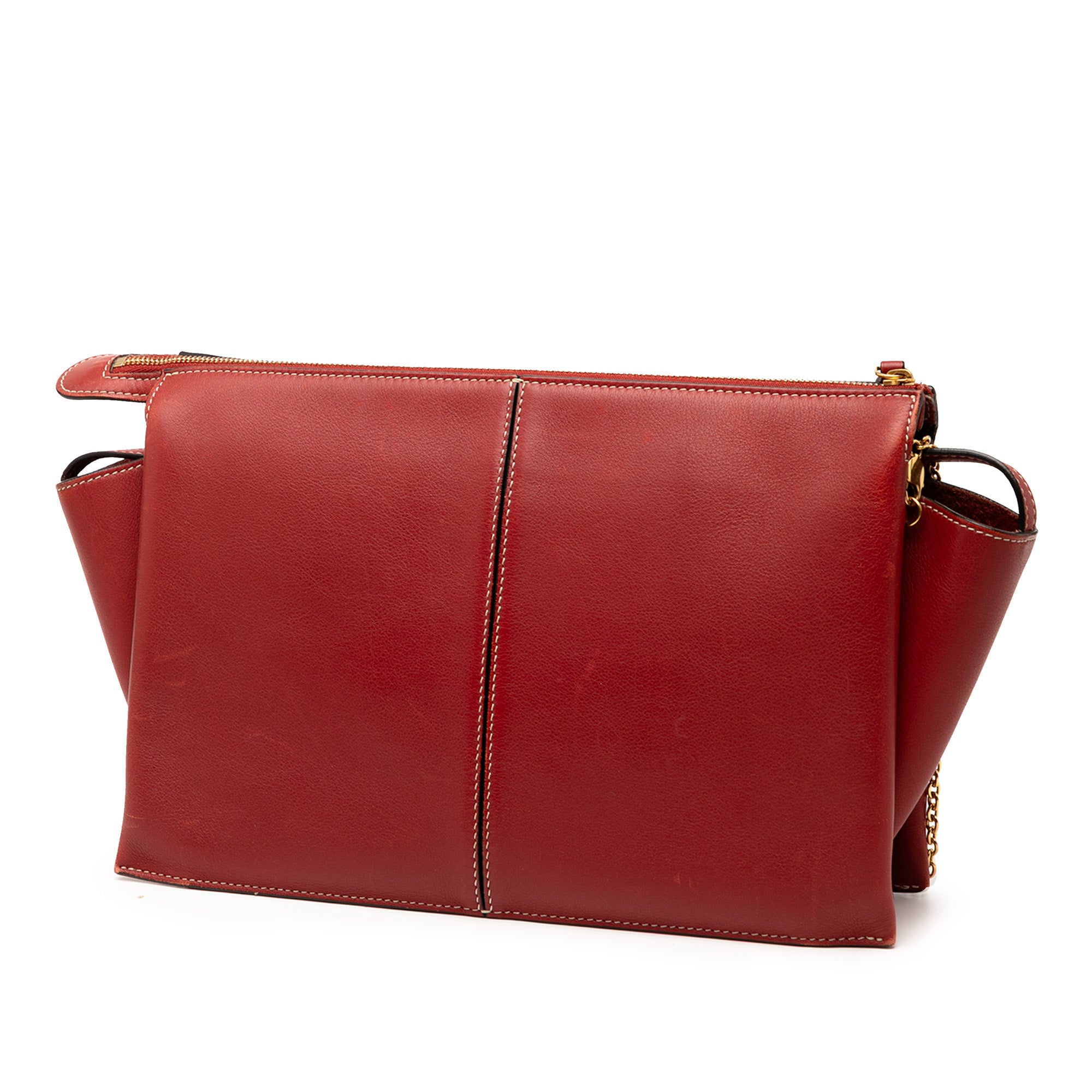 Trifold Leather Clutch On Chain