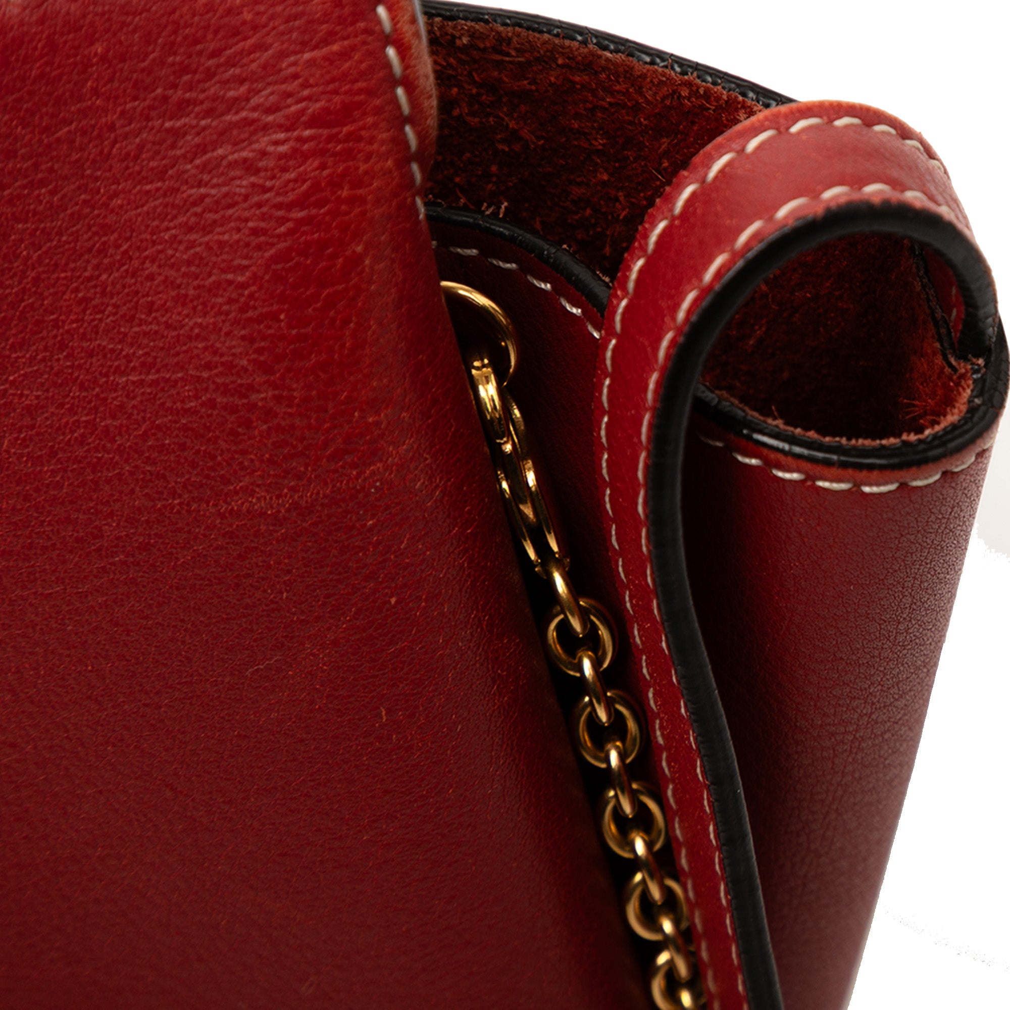 Trifold Leather Clutch On Chain