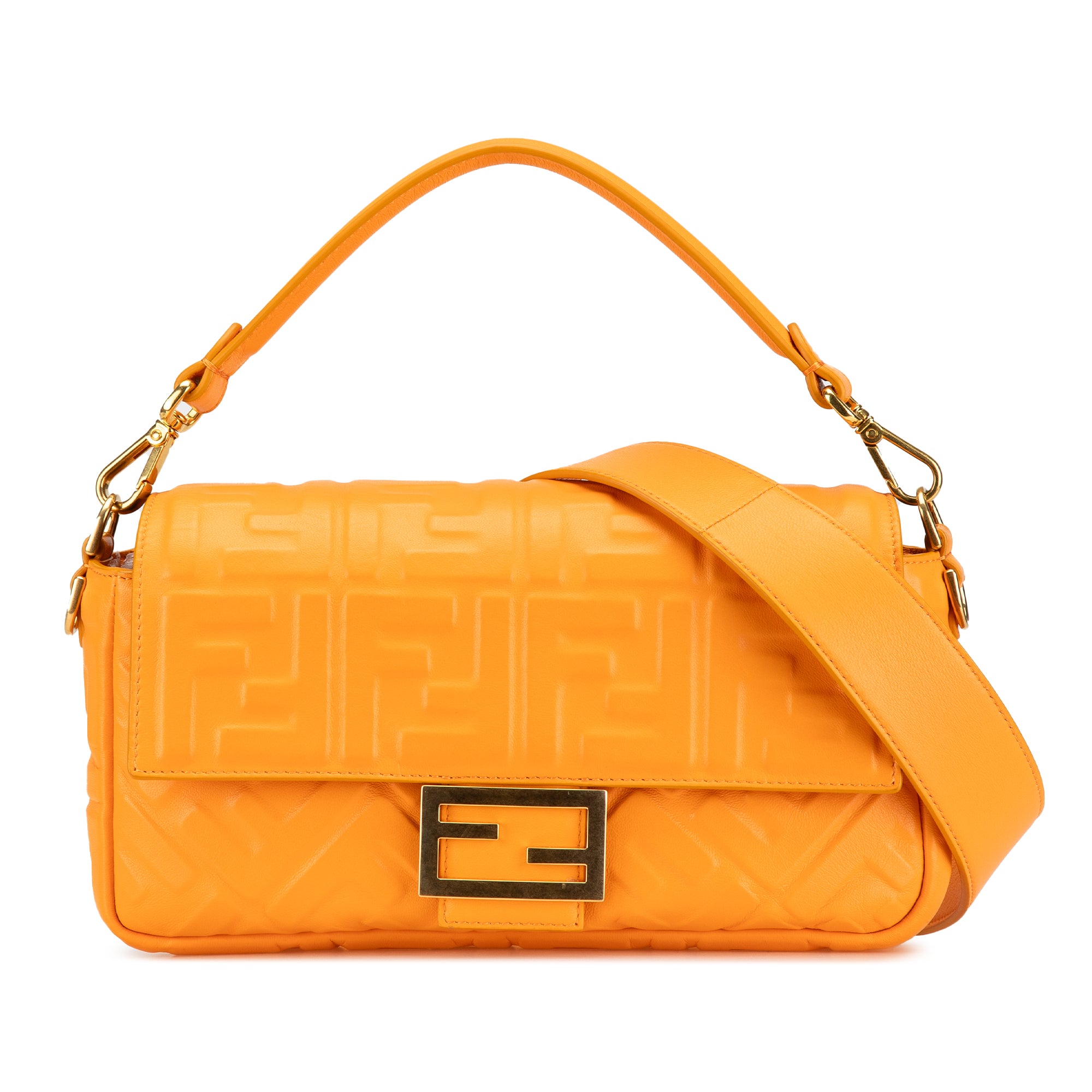 Zucca Embossed Leather Baguette Satchel