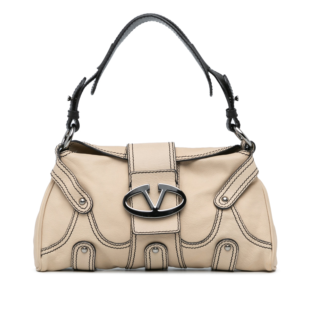 Leather VRing Flap Shoulder Bag