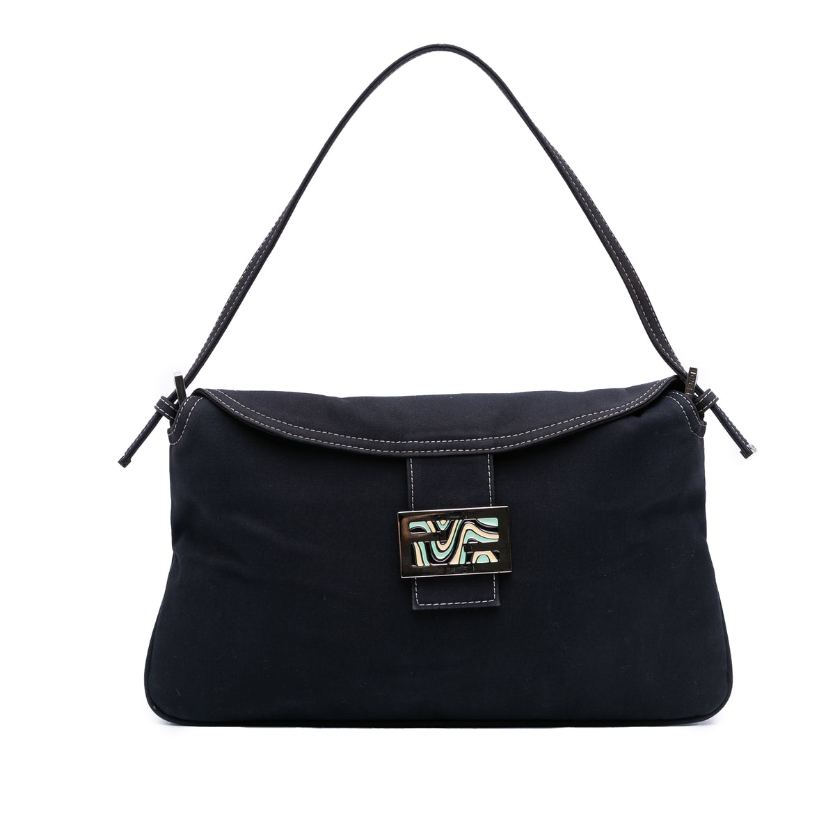 Canvas FF Marble Double Flap Shoulder Bag
