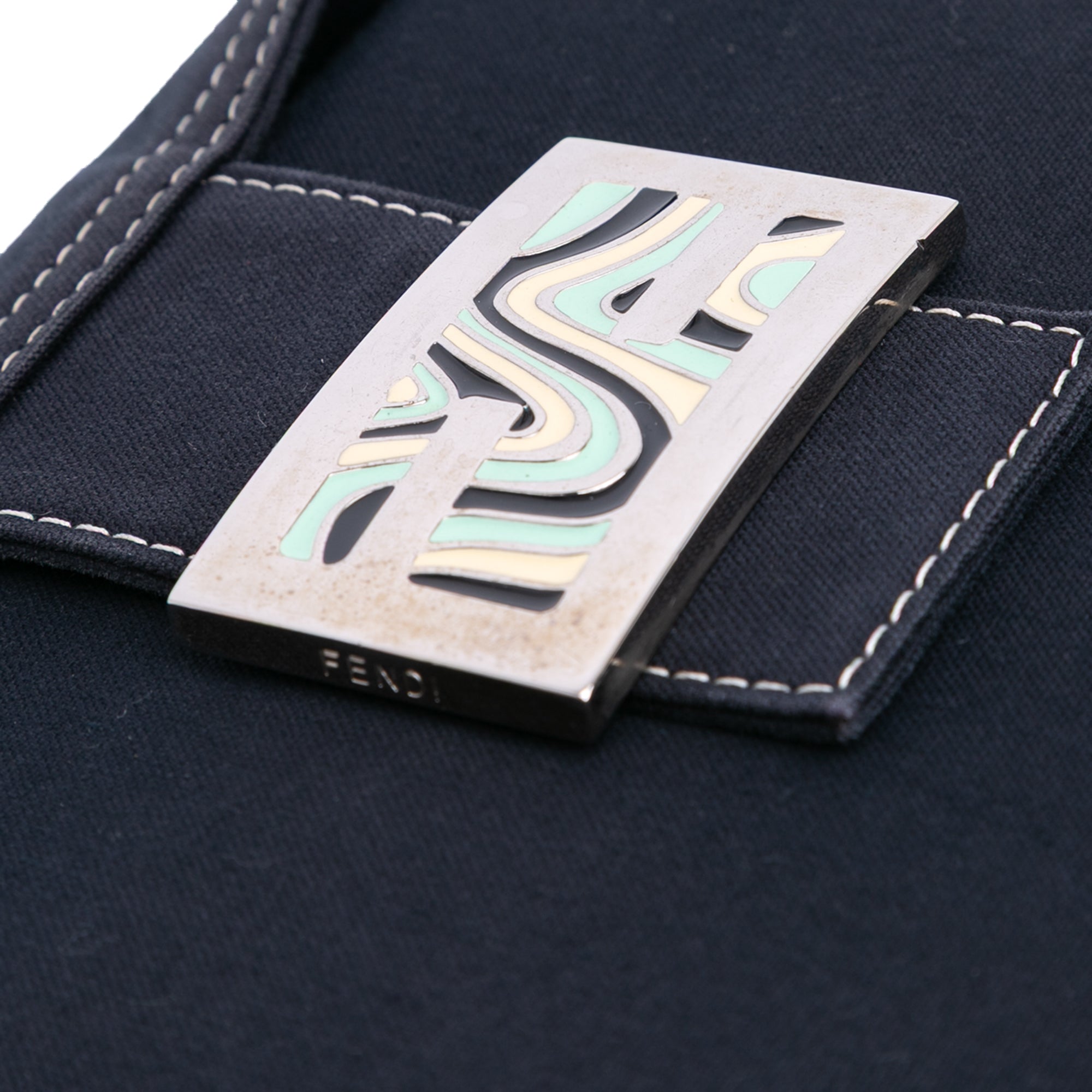 Canvas FF Marble Double Flap Shoulder Bag