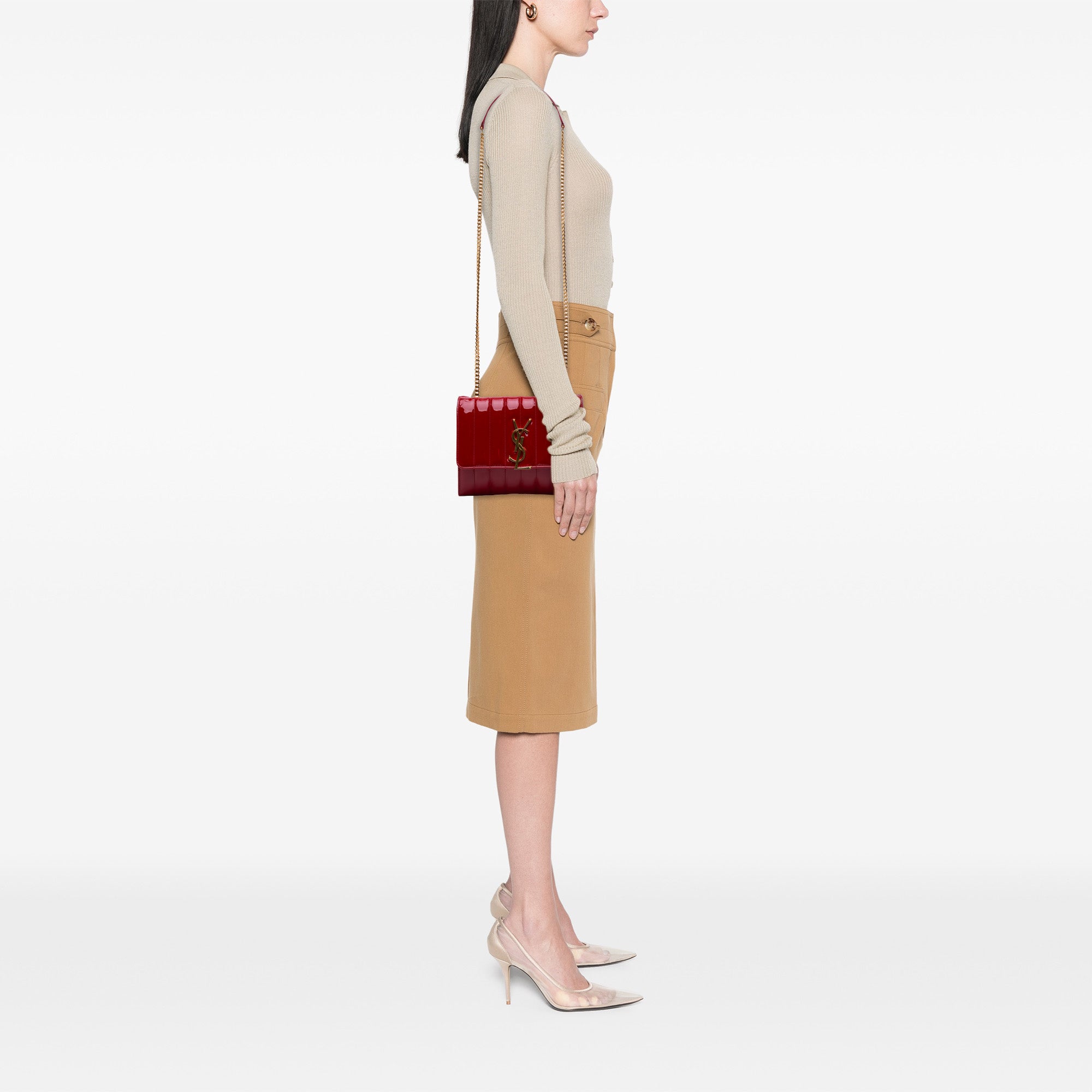 Matelasse Patent Monogram Vicky Chain Wallet