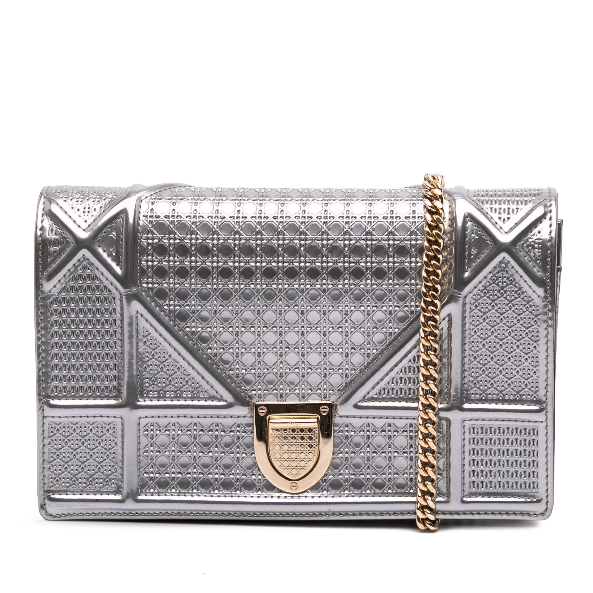 Metallic Patent Microcannage Diorama Wallet on Chain