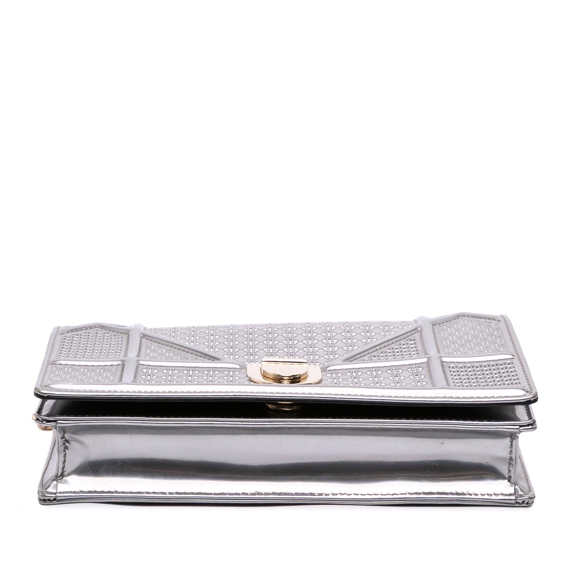 Metallic Patent Microcannage Diorama Wallet on Chain