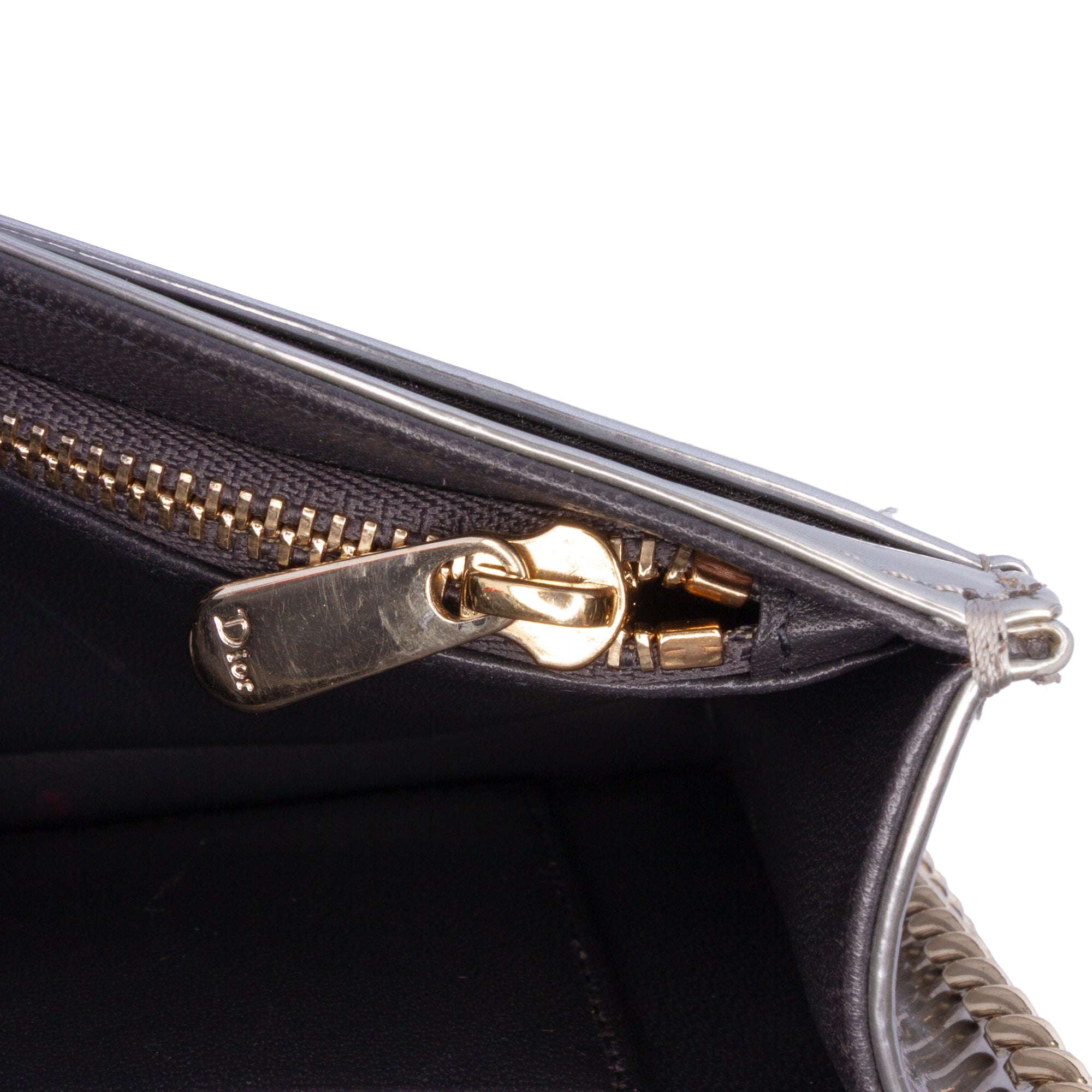Metallic Patent Microcannage Diorama Wallet on Chain