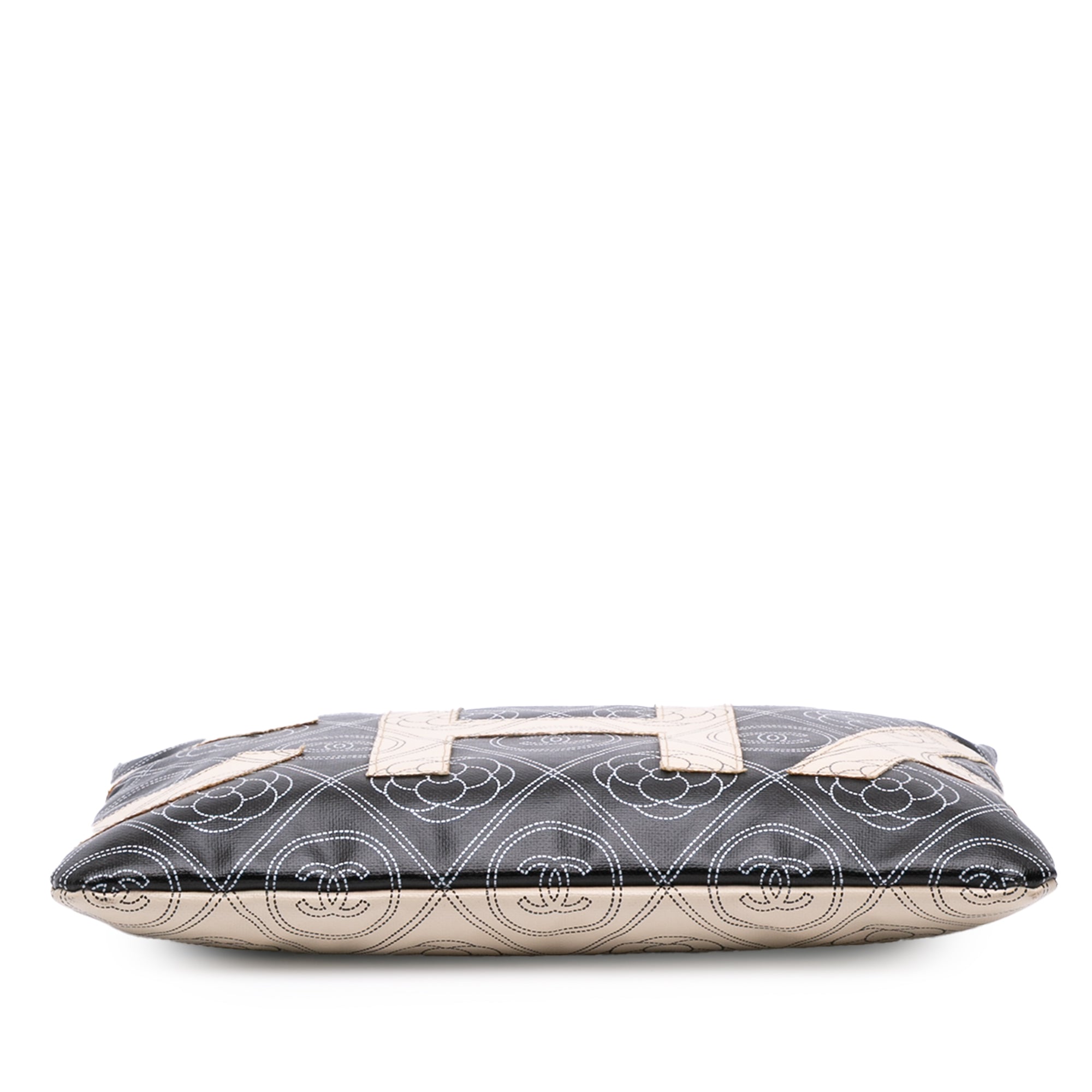 Coated Canvas Camellia Logo Wristlet Clutch