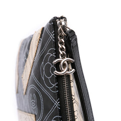 Coated Canvas Camellia Logo Wristlet Clutch