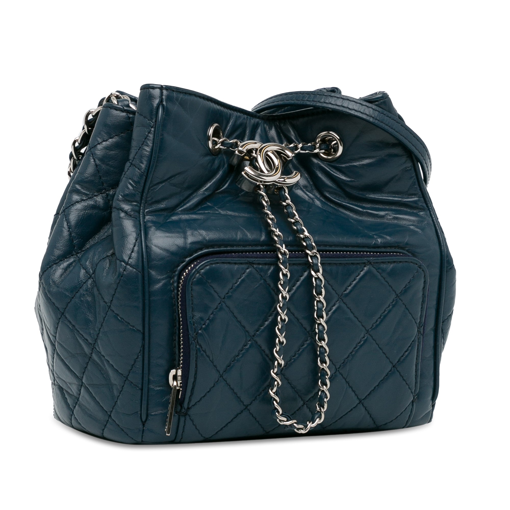 Aged Calfskin Drawstring Bucket