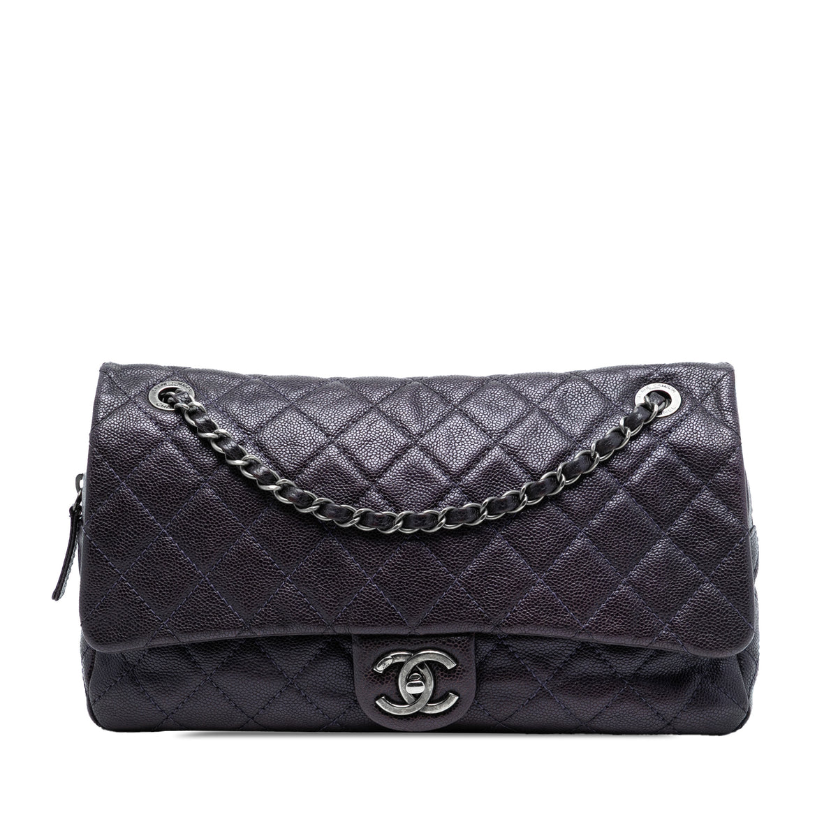 Jumbo Quilted Iridescent Caviar Easy Flap