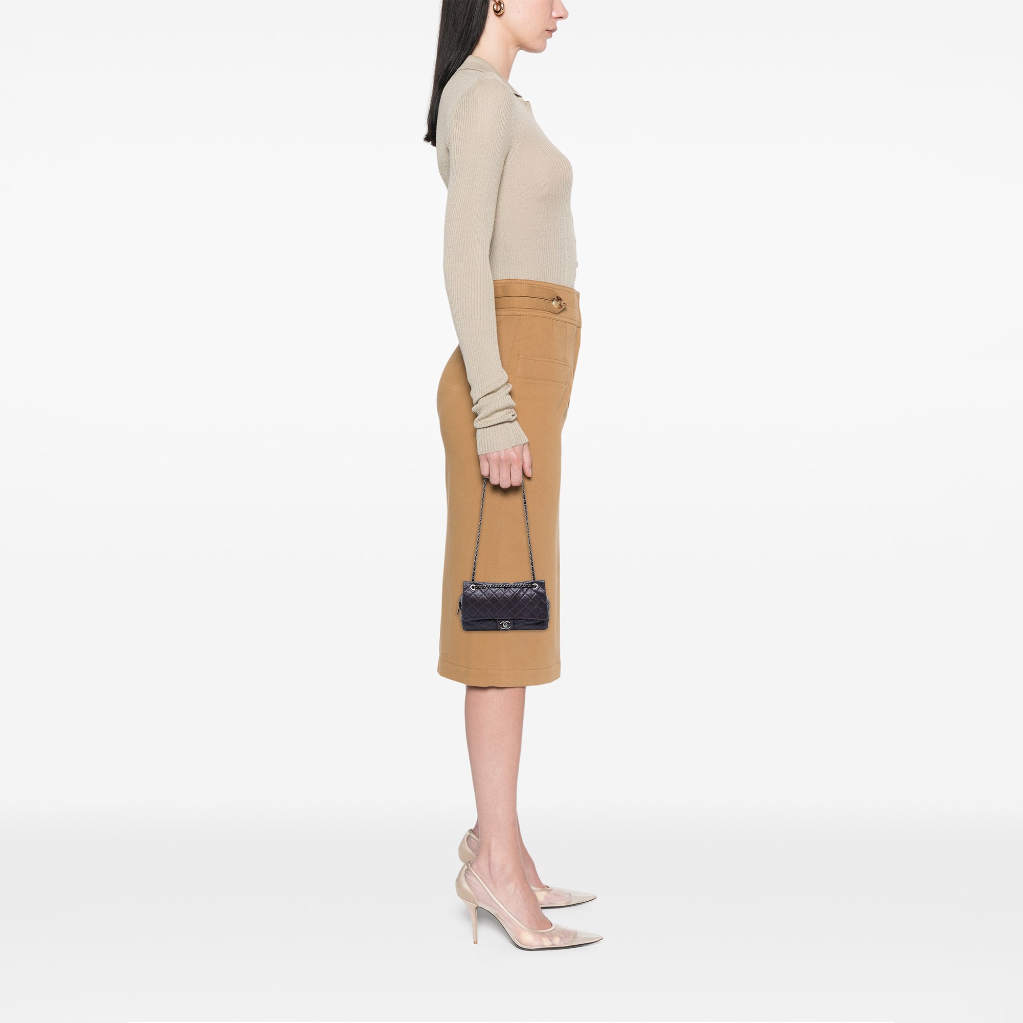 Jumbo Quilted Iridescent Caviar Easy Flap