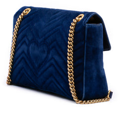 Medium GG Marmont Matelasse Velvet Flap Crossbody