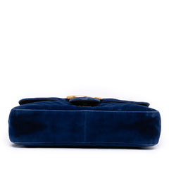 Medium GG Marmont Matelasse Velvet Flap Crossbody