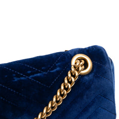 Medium GG Marmont Matelasse Velvet Flap Crossbody