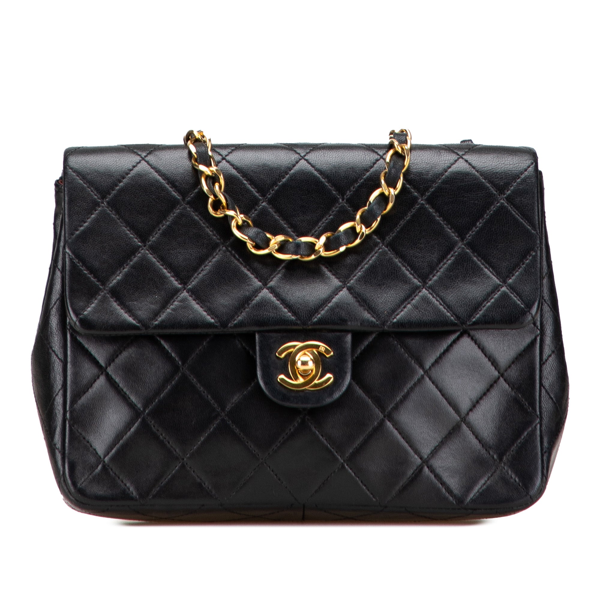 Square Quilted Lambskin Single Flap