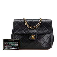 Square Quilted Lambskin Single Flap