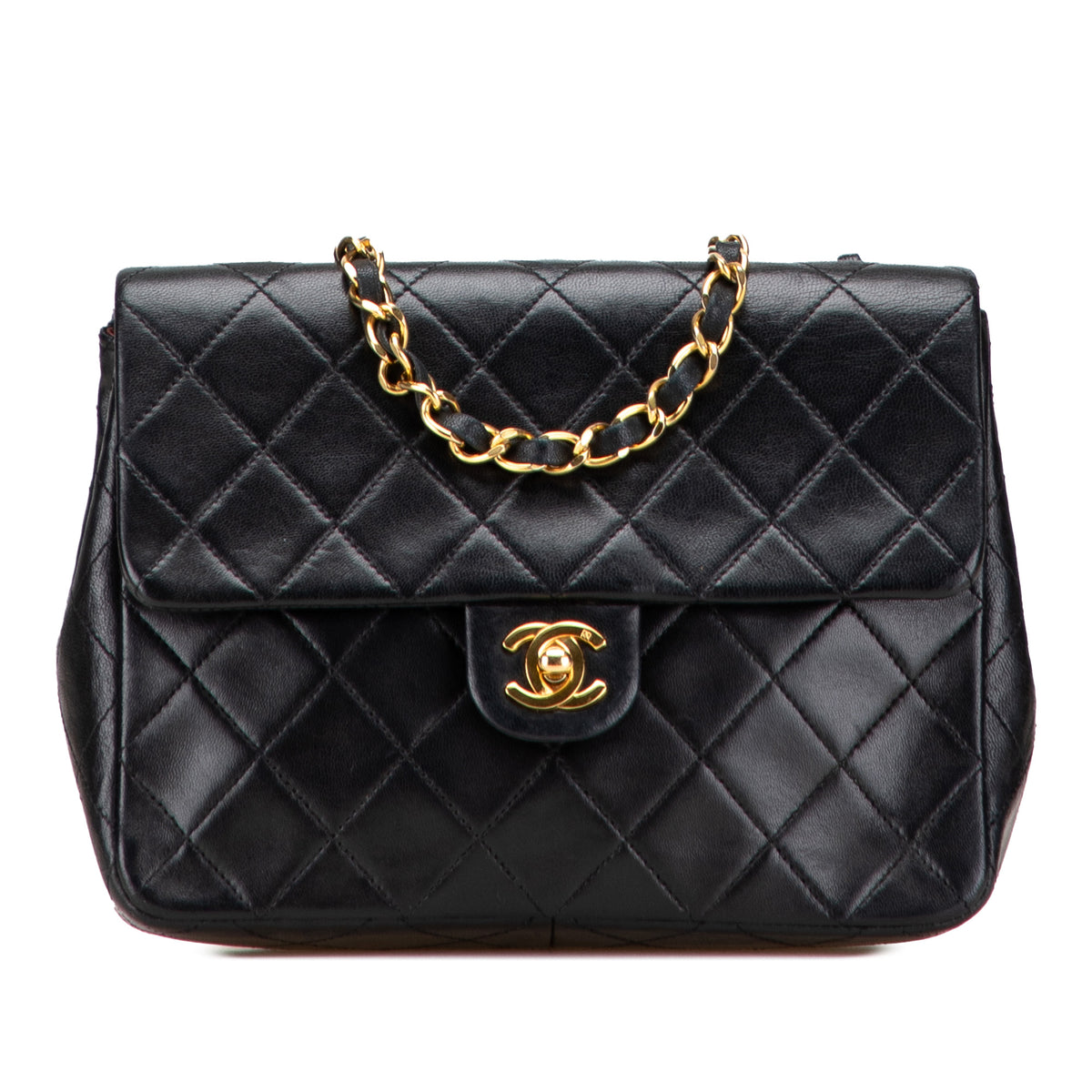 Square Quilted Lambskin Single Flap