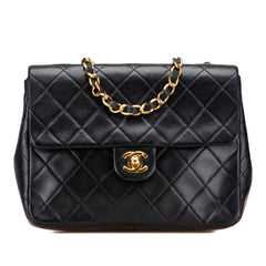 Square Quilted Lambskin Single Flap