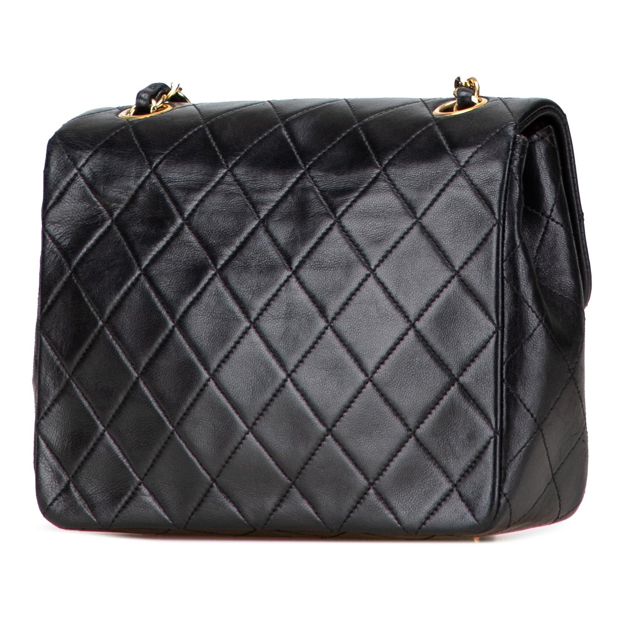 Square Quilted Lambskin Single Flap