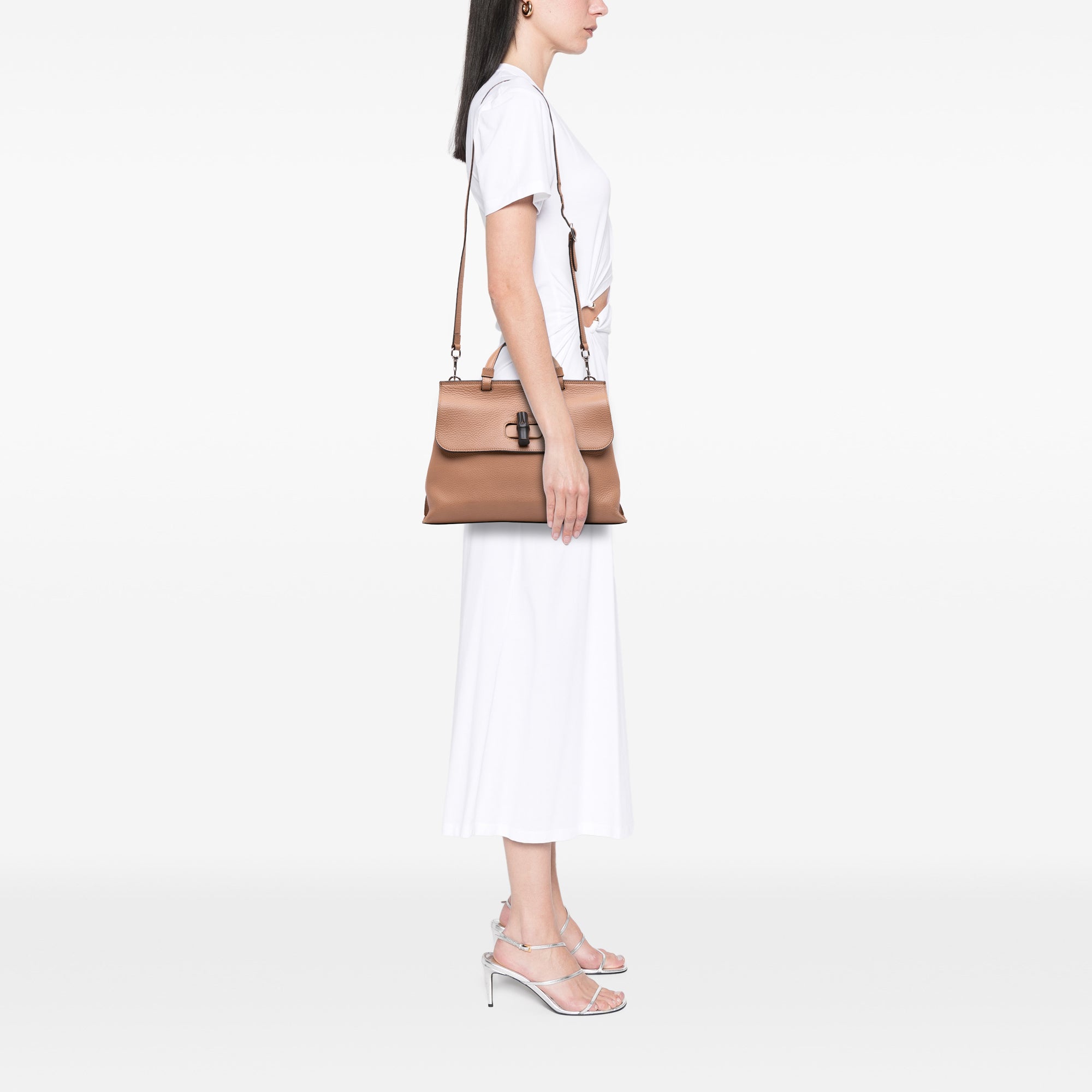 Medium Leather Bamboo Daily Satchel