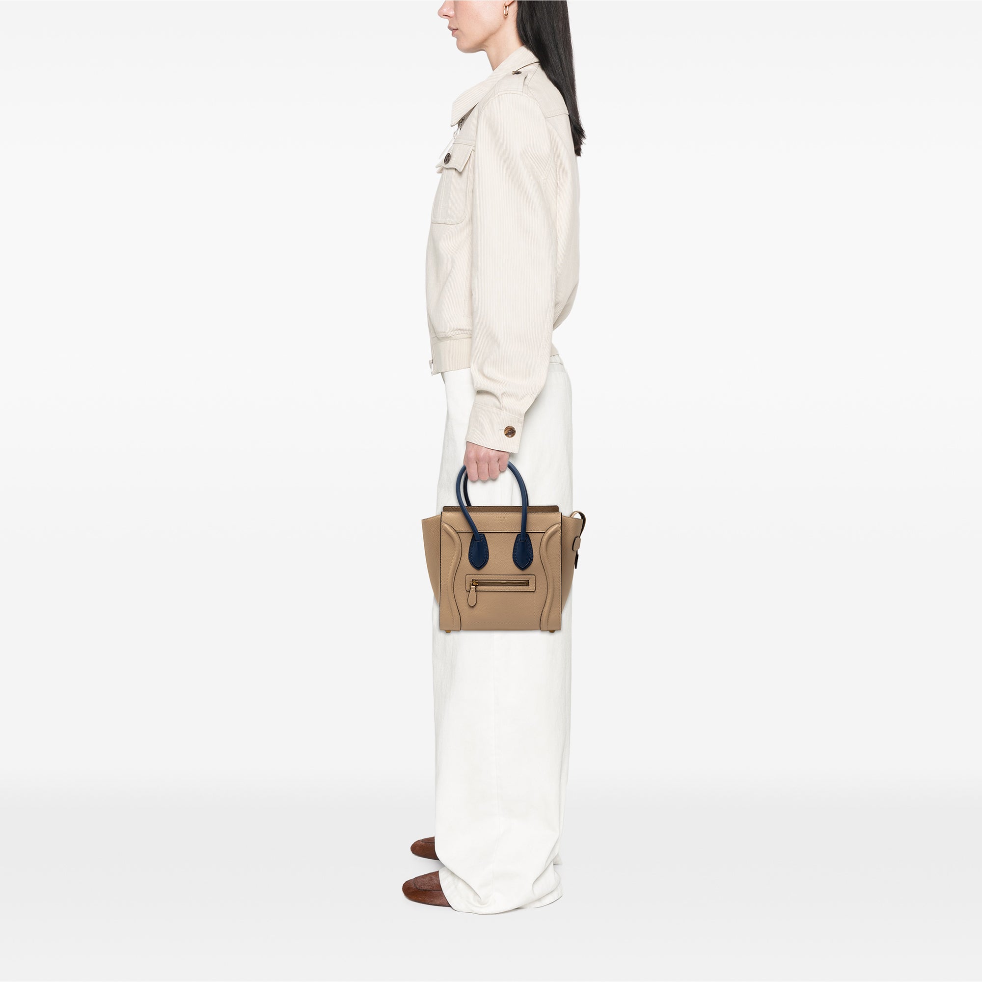 Micro Bicolor Leather Luggage Tote