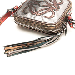 Mini Metallic Goatskin Anagram Tassel Crossbody