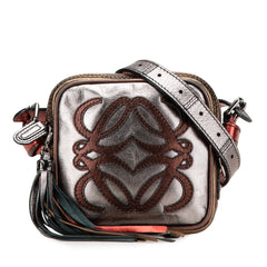 Mini Metallic Goatskin Anagram Tassel Crossbody