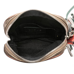 Mini Metallic Goatskin Anagram Tassel Crossbody