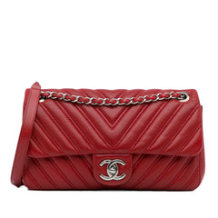 Mini Chevron Quilted Lambskin Rectangular Flap Bag