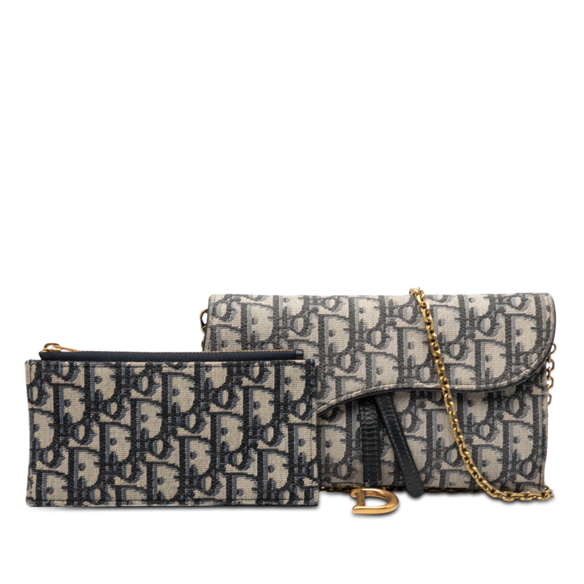 Oblique Canvas Saddle Wallet On Chain