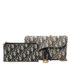 Oblique Canvas Saddle Wallet On Chain