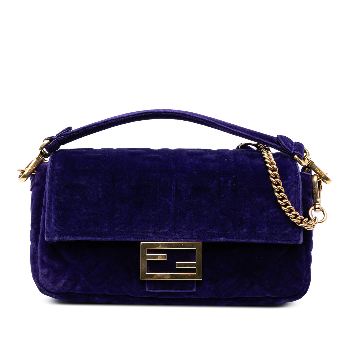 Zucca Embossed Velvet Baguette Satchel
