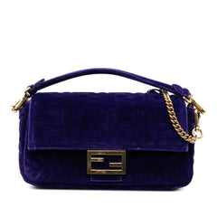 Zucca Embossed Velvet Baguette Satchel