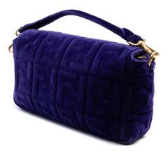 Zucca Embossed Velvet Baguette Satchel