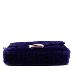 Zucca Embossed Velvet Baguette Satchel