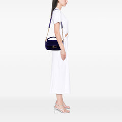 Zucca Embossed Velvet Baguette Satchel