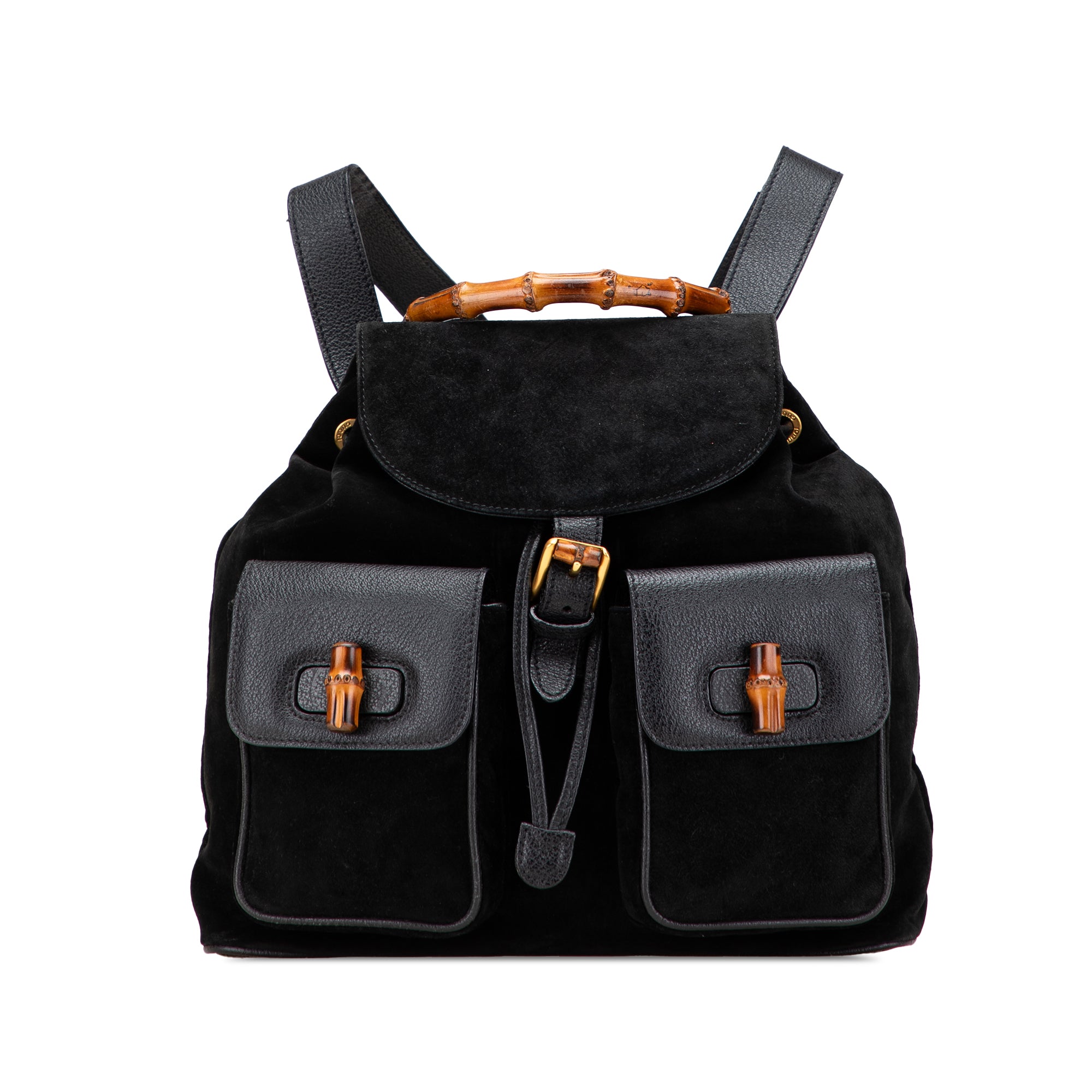 Suede Bamboo Drawstring Backpack