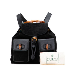 Suede Bamboo Drawstring Backpack