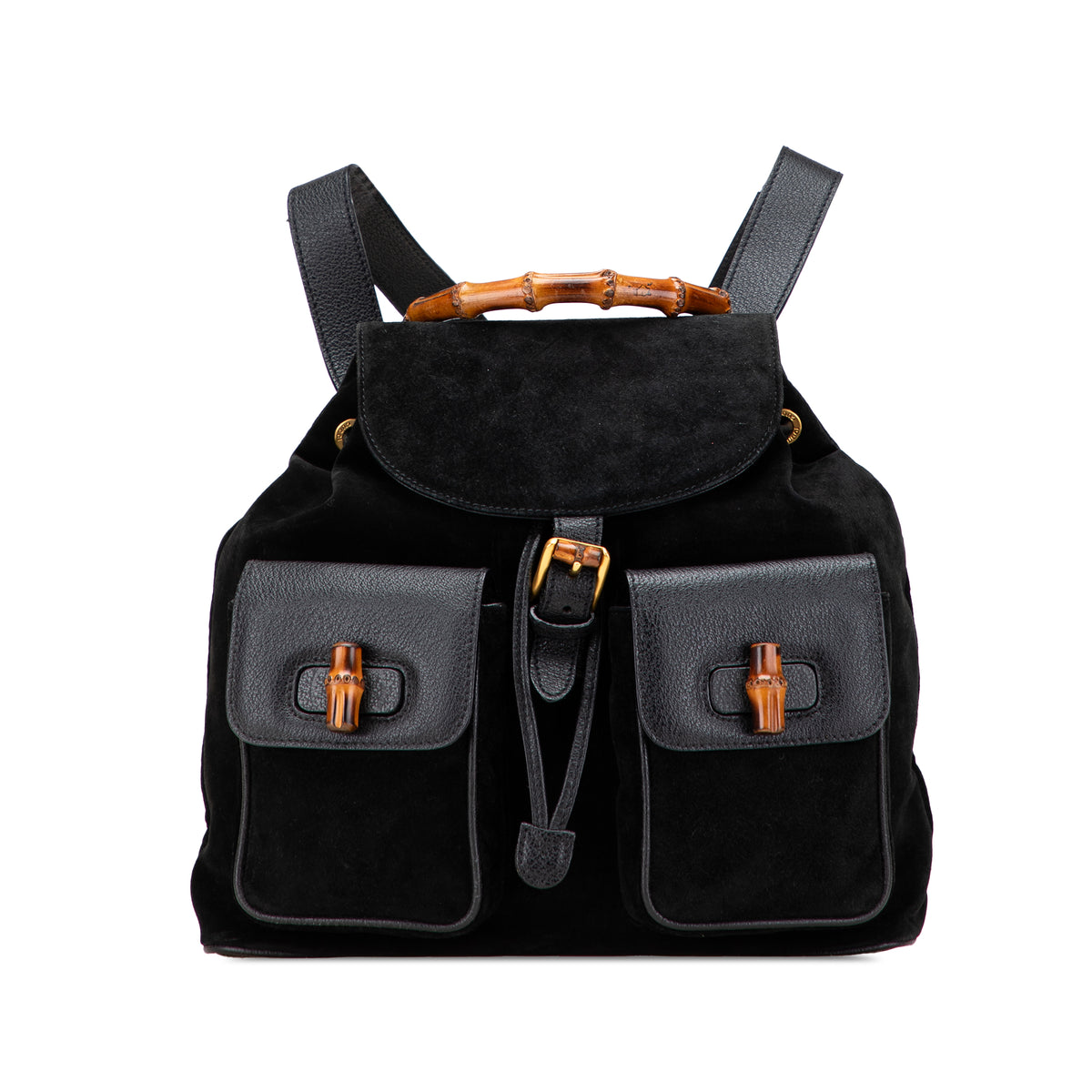 Suede Bamboo Drawstring Backpack