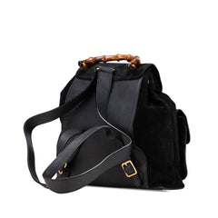 Suede Bamboo Drawstring Backpack