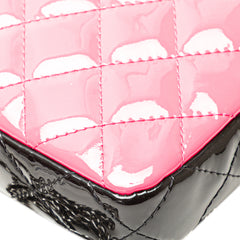 Bicolor Patent Double Zip Wallet on Chain