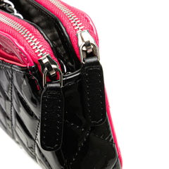 Bicolor Patent Double Zip Wallet on Chain