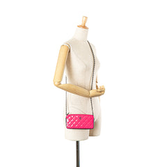 Bicolor Patent Double Zip Wallet on Chain