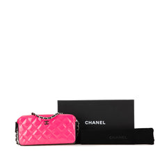 Bicolor Patent Double Zip Wallet on Chain