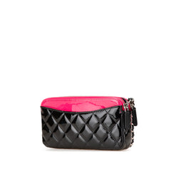 Bicolor Patent Double Zip Wallet on Chain
