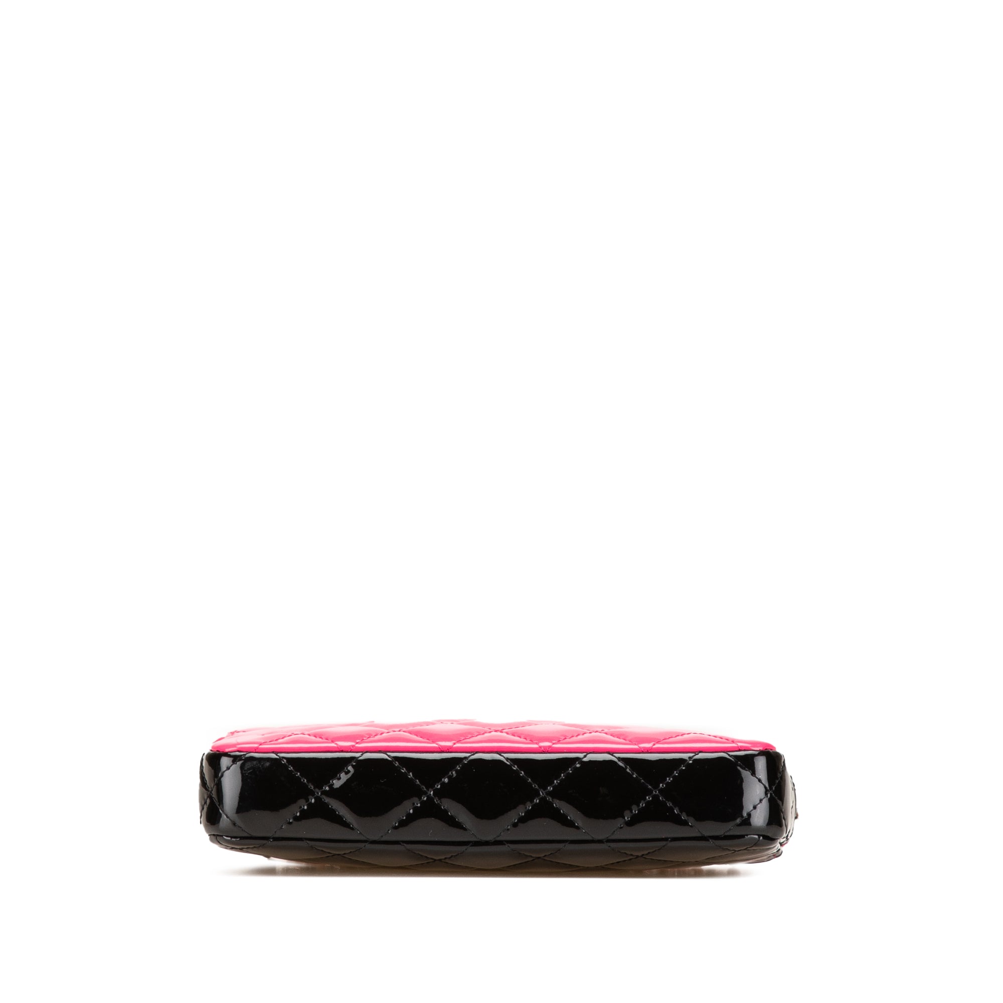 Bicolor Patent Double Zip Wallet on Chain