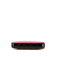 Bicolor Patent Double Zip Wallet on Chain