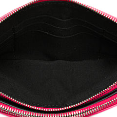 Bicolor Patent Double Zip Wallet on Chain