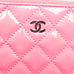Bicolor Patent Double Zip Wallet on Chain